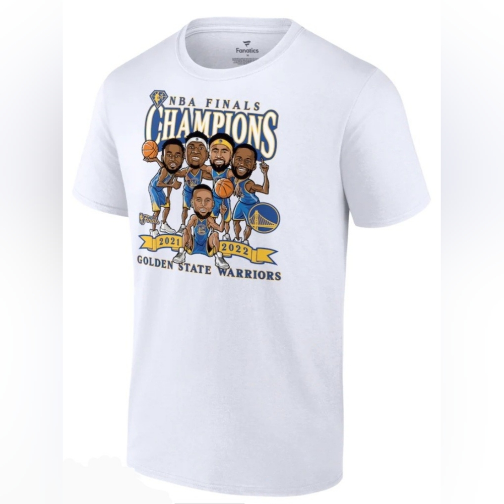 2XL 3XL 4XL Fanatics Golden State Warriors 2022 NBA Champions Caricature T-Shirt
